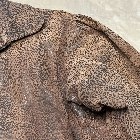 Pelle Print Leather Leopard Bomber Jacket Coat Brown Vintage Size Small - Picture 3 of 16